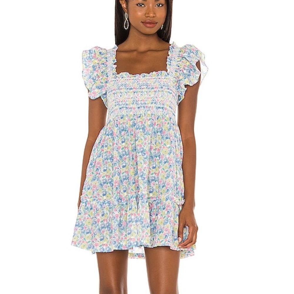 LoveShackFancy Nadja Rainbow Blast Floral Dress Size S